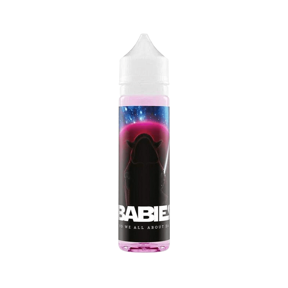 50ml vape juice bottle with a sci-fi themed label and pink liquid.