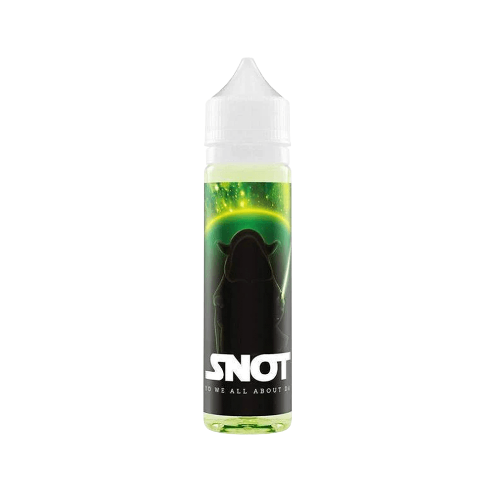 A 50ml bottle of Snot e-liquid with a Yoda-inspired design, available at eCig One vape shop.