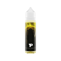 A 50ml shortfill e-liquid bottle with a silhouette design and the letter "P" on the label.