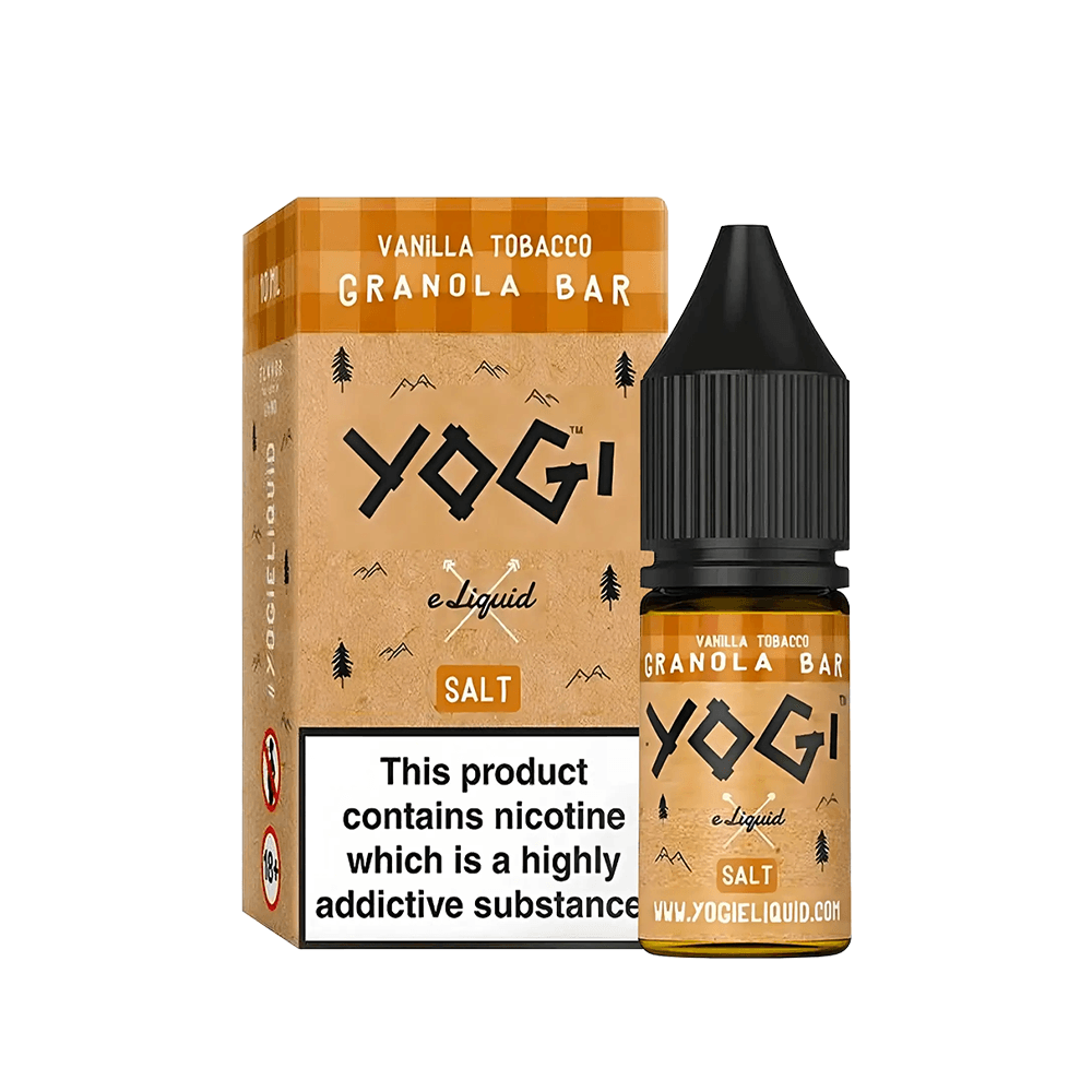 Yogi Vanilla Tobacco Granola Bar Salt e-liquid with packaging, 10ml bottle.