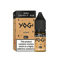 Yogi Original Granola Bar Salt e-liquid 10ml bottle and box with nicotine warning label.