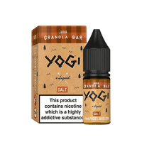 Yogi Java Granola Bar Salt e-liquid bottle and box with nicotine warning label.