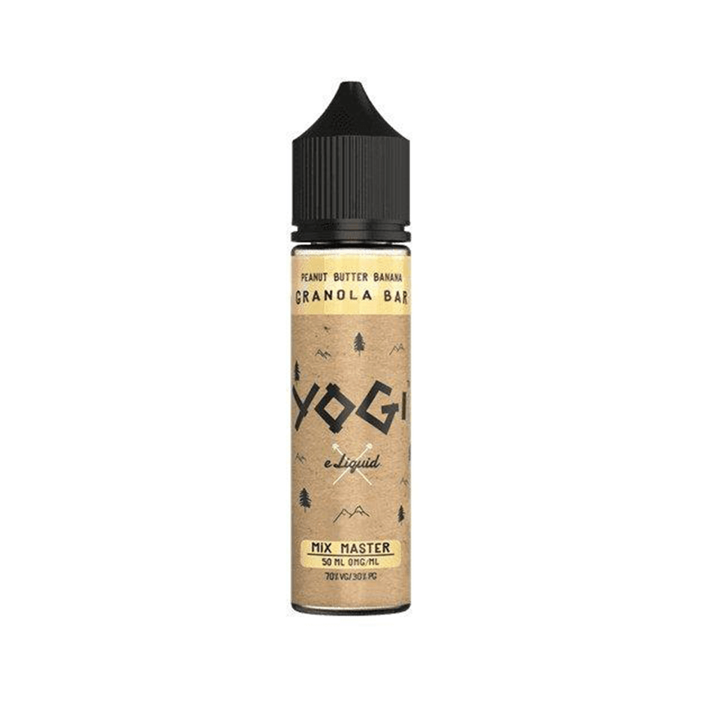 Yogi e-liquid bottle, Peanut Butter Banana Granola Bar flavor, 50ml shortfill.