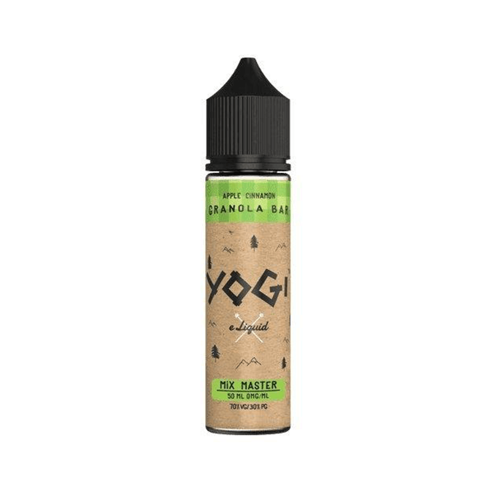 Yogi Apple Cinnamon Granola Bar e-liquid 50ml bottle with black cap and brown label.