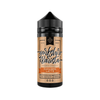 Yorkshire Barista Caramel Latte 100ml vape juice bottle, brown label.