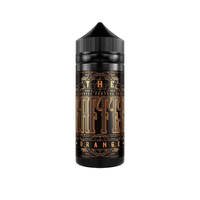 Black vape juice bottle with ornate "The Gaffer" label in orange and gold accents.