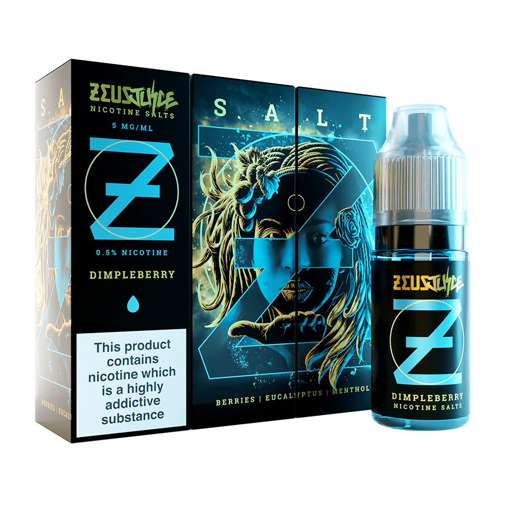 Zeus Juice Dimpleberry salt e-liquid, 10ml, with berries, eucalyptus, and menthol flavours.